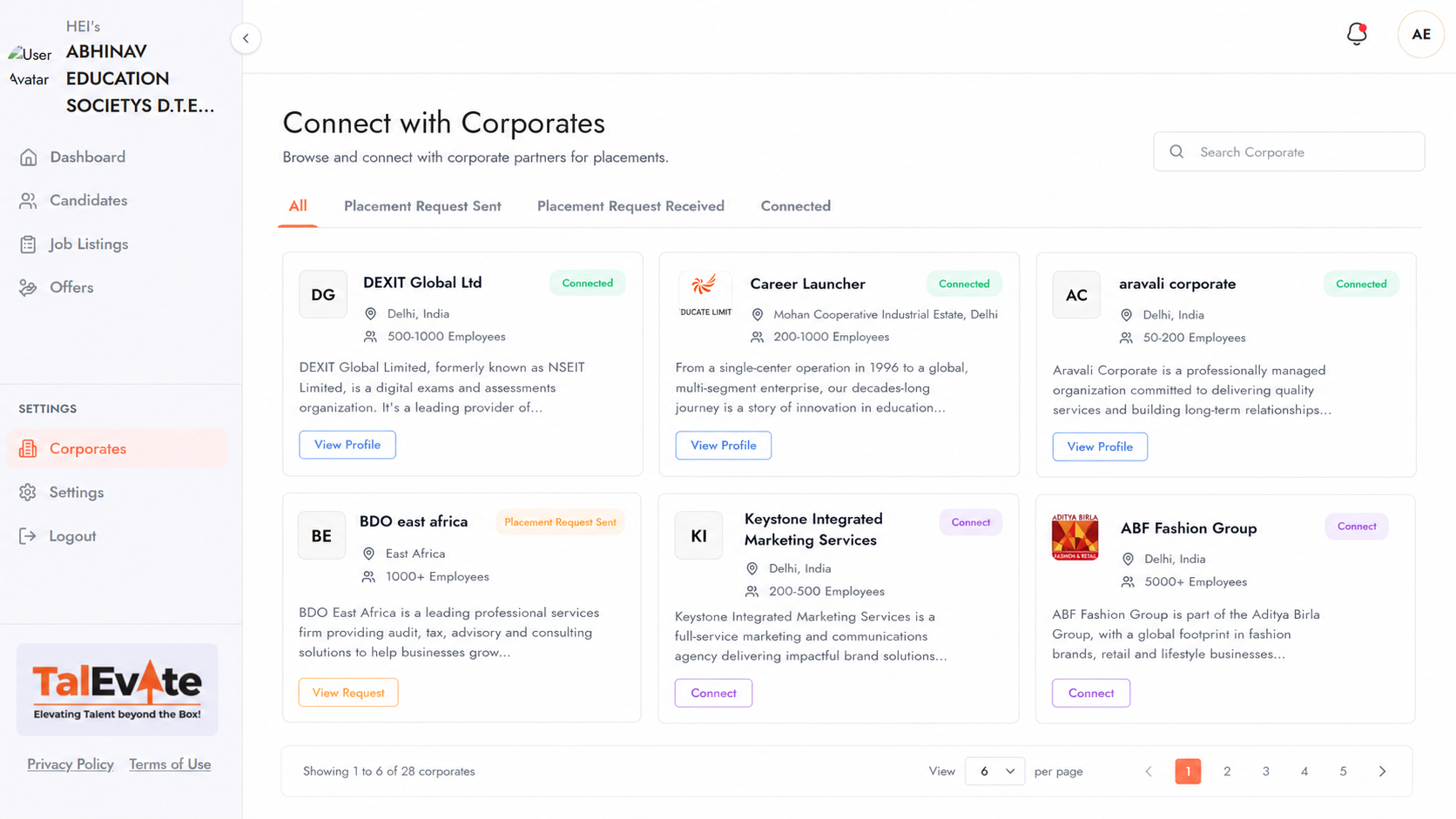 Incoming corporate invitation / request list