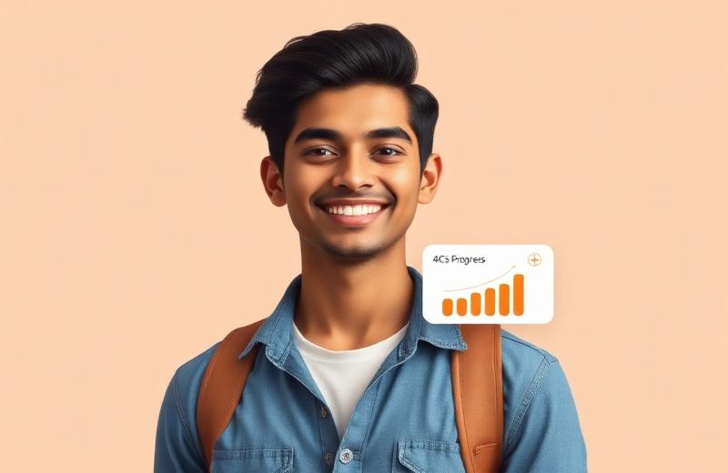 First-year student with a 4Cs progress card