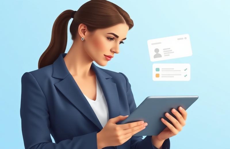 Recruiter reviewing student profiles on a tablet