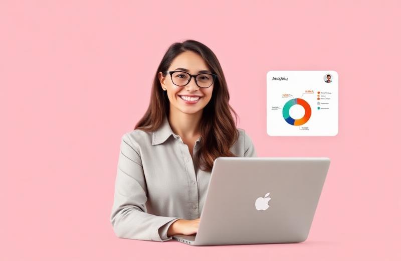 Administrator with an analytics report dashboard